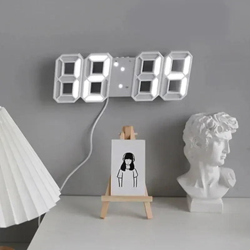 FinestClock Table 3D LED Alarm Clock Date/Temperature for Home Kitchen Offices Clock Decoration Garden Clocks Wall Clock Times Digital Decor