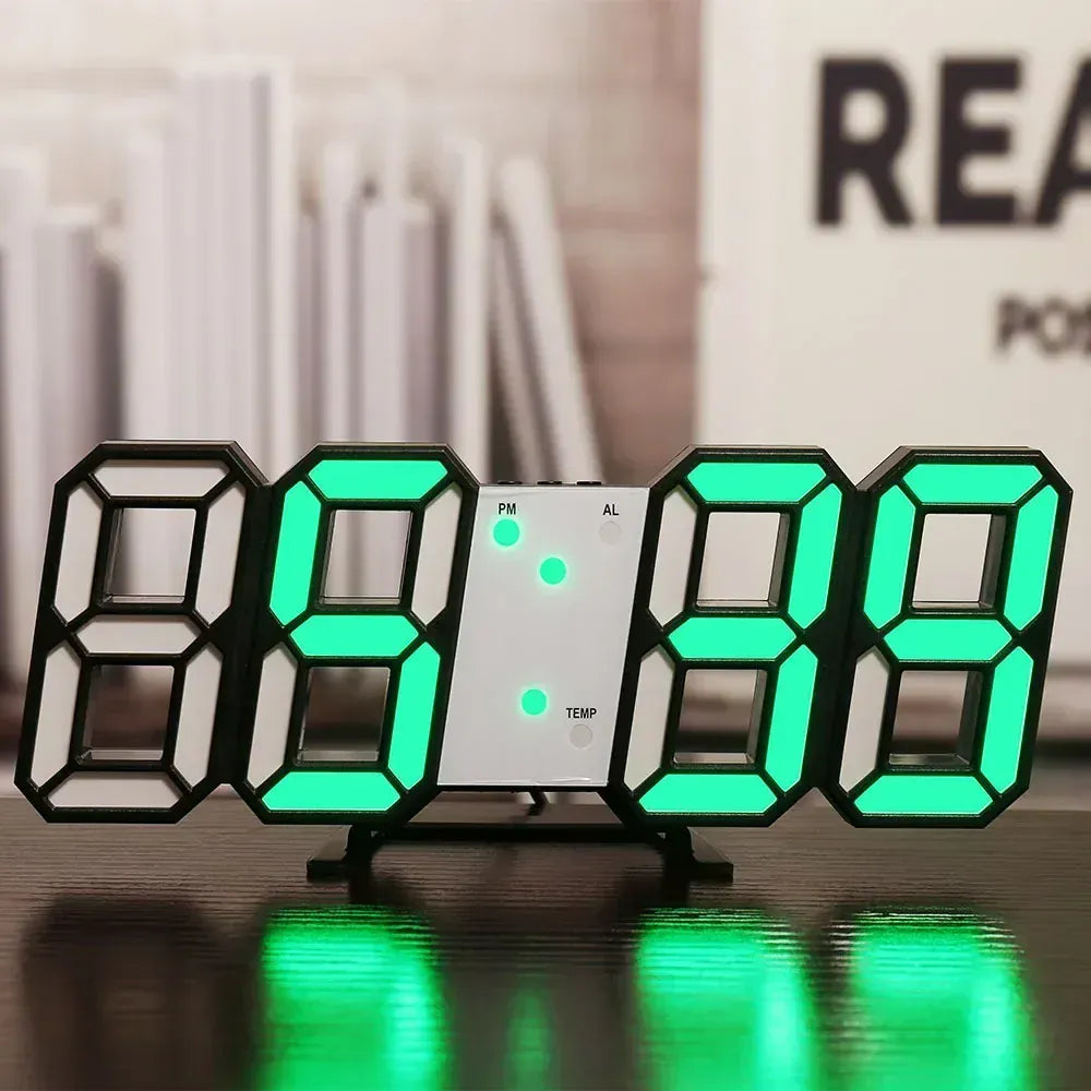 FinestClock Table 3D LED Alarm Clock Date/Temperature for Home Kitchen Offices Clock Decoration Garden Clocks Wall Clock Times Digital Decor