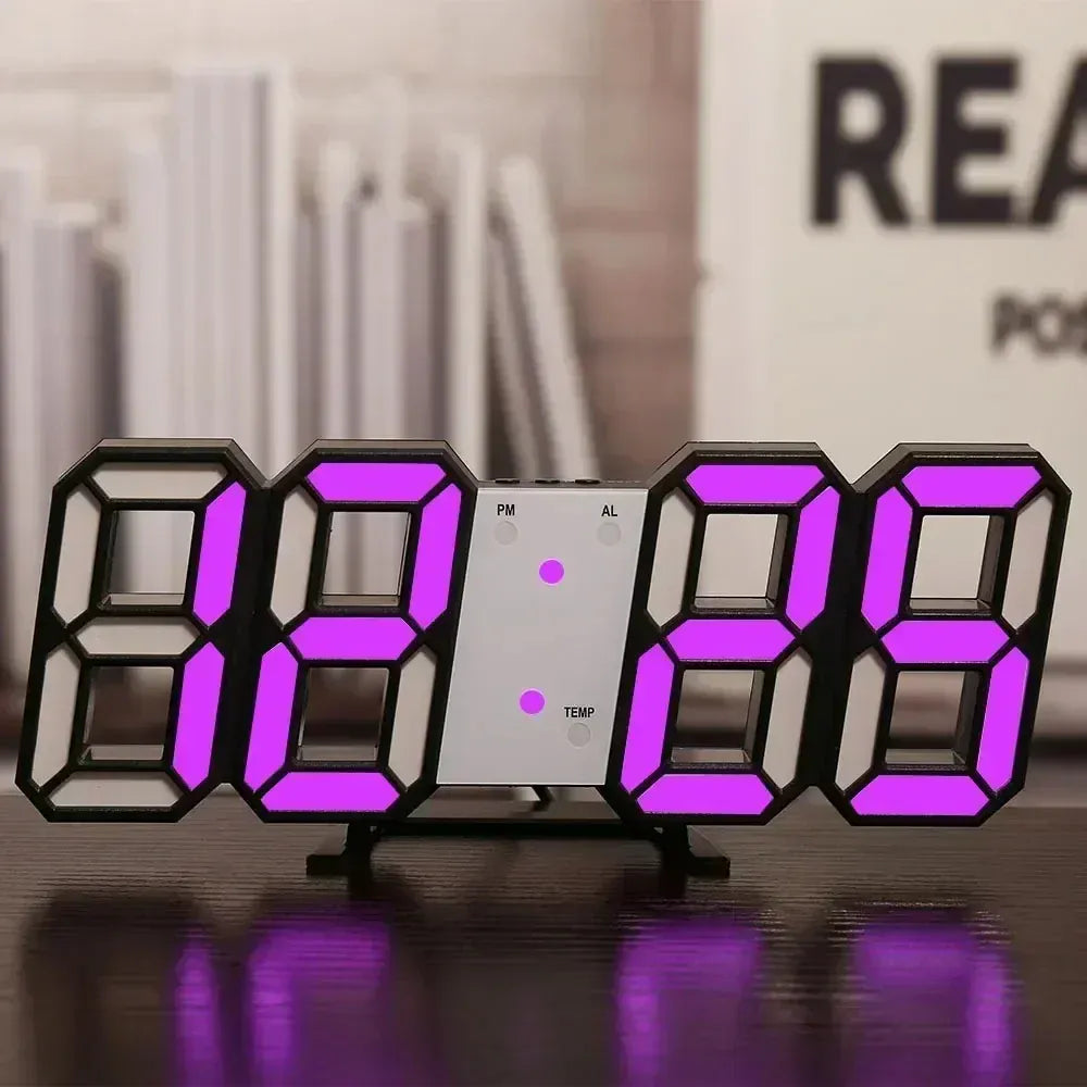 FinestClock Table 3D LED Alarm Clock Date/Temperature for Home Kitchen Offices Clock Decoration Garden Clocks Wall Clock Times Digital Decor