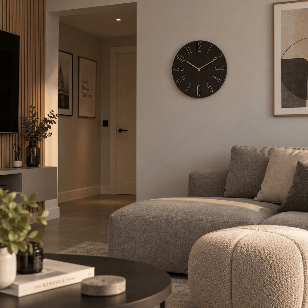 FinestClock Wall Clock Modern Black Grey