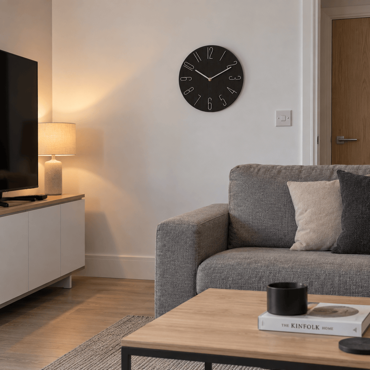 FinestClock Wall Clock Modern Black Grey