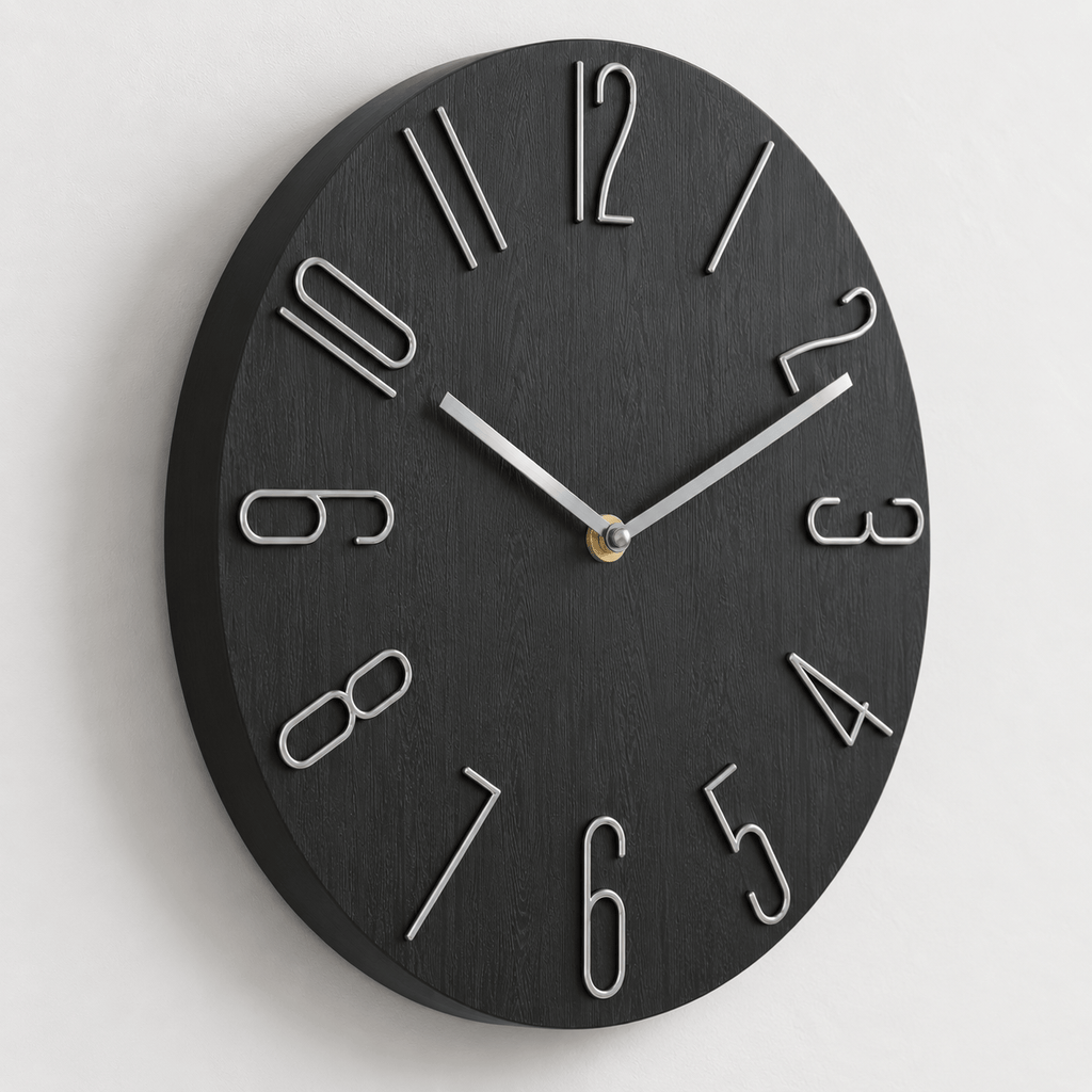 FinestClock Wall Clock Modern Black Grey