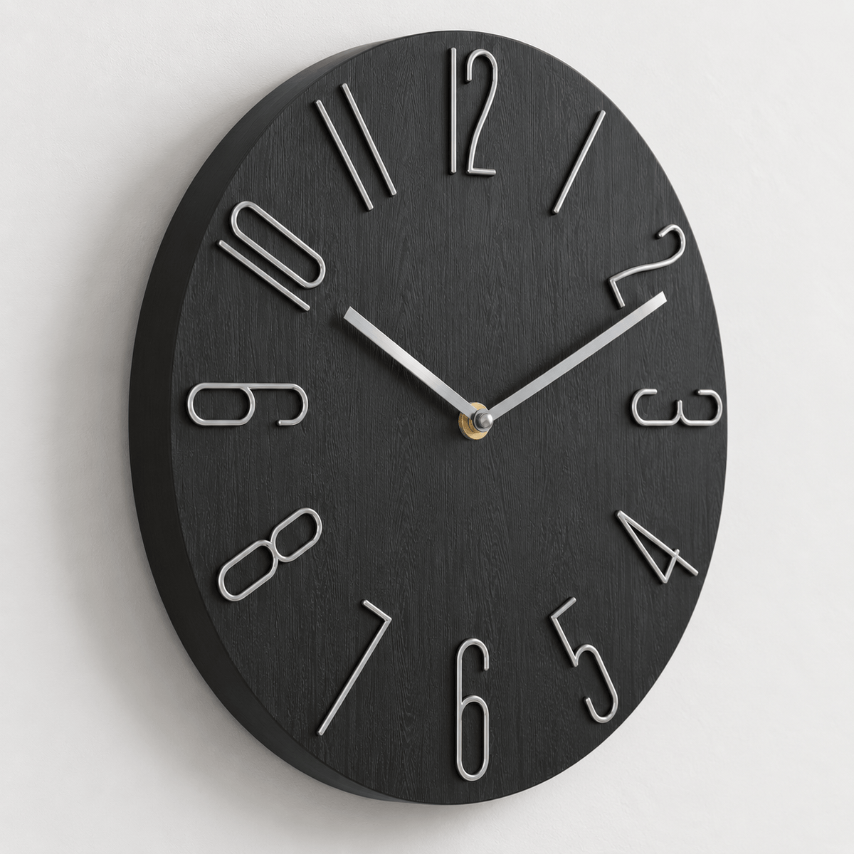 FinestClock Wall Clock Modern Black Grey