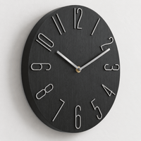 FinestClock Wall Clock Modern Black Grey