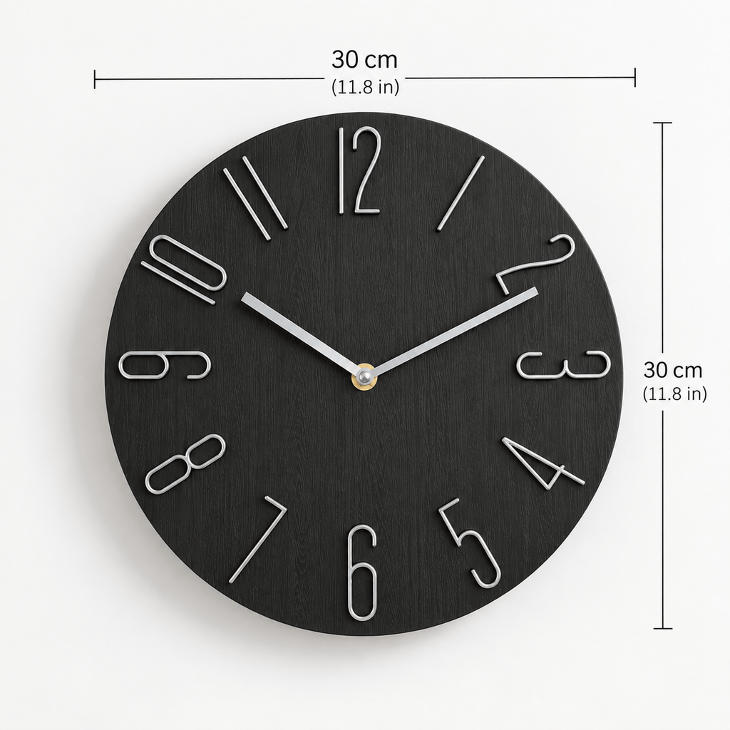 FinestClock Wall Clock Modern Black Grey