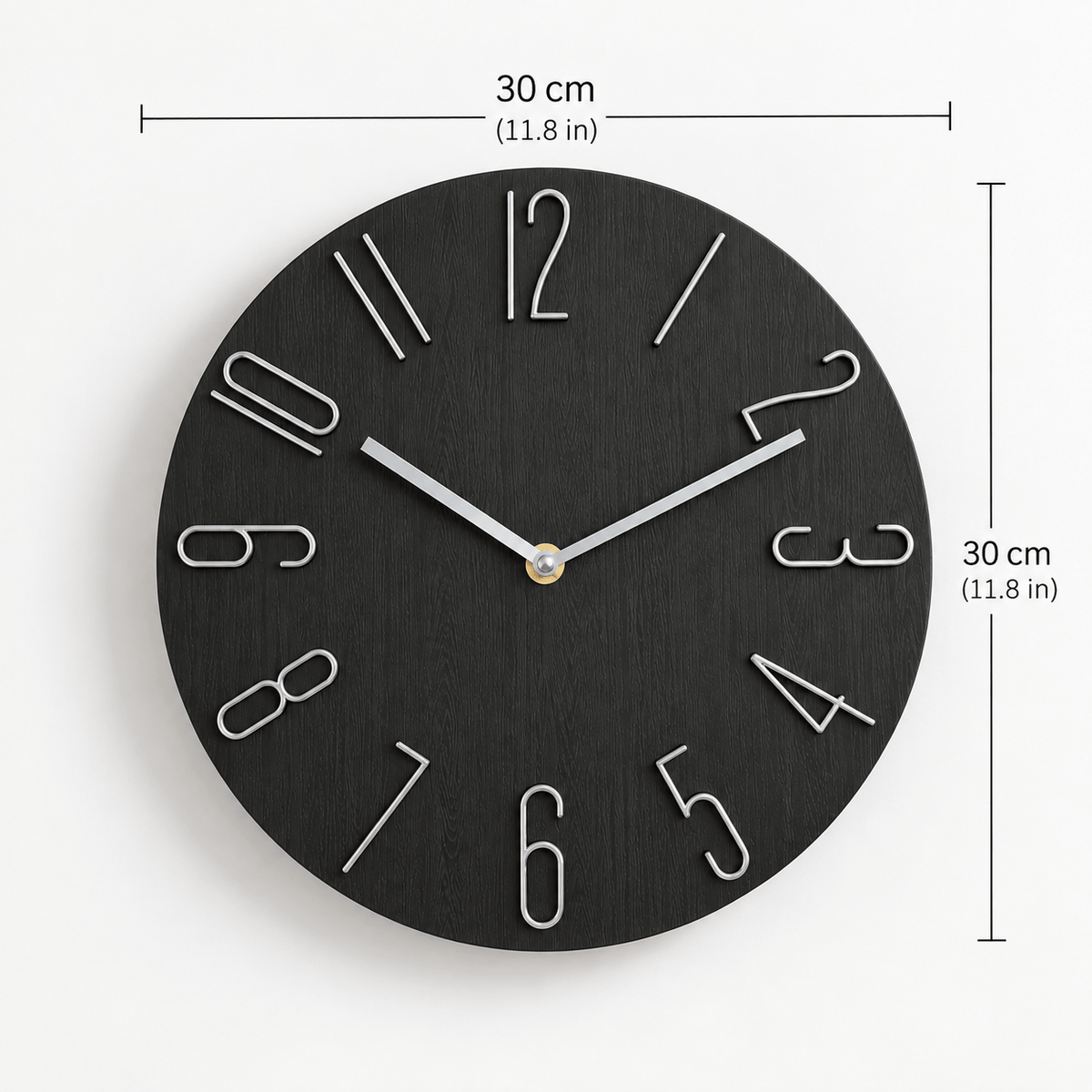 FinestClock Wall Clock Modern Black Grey