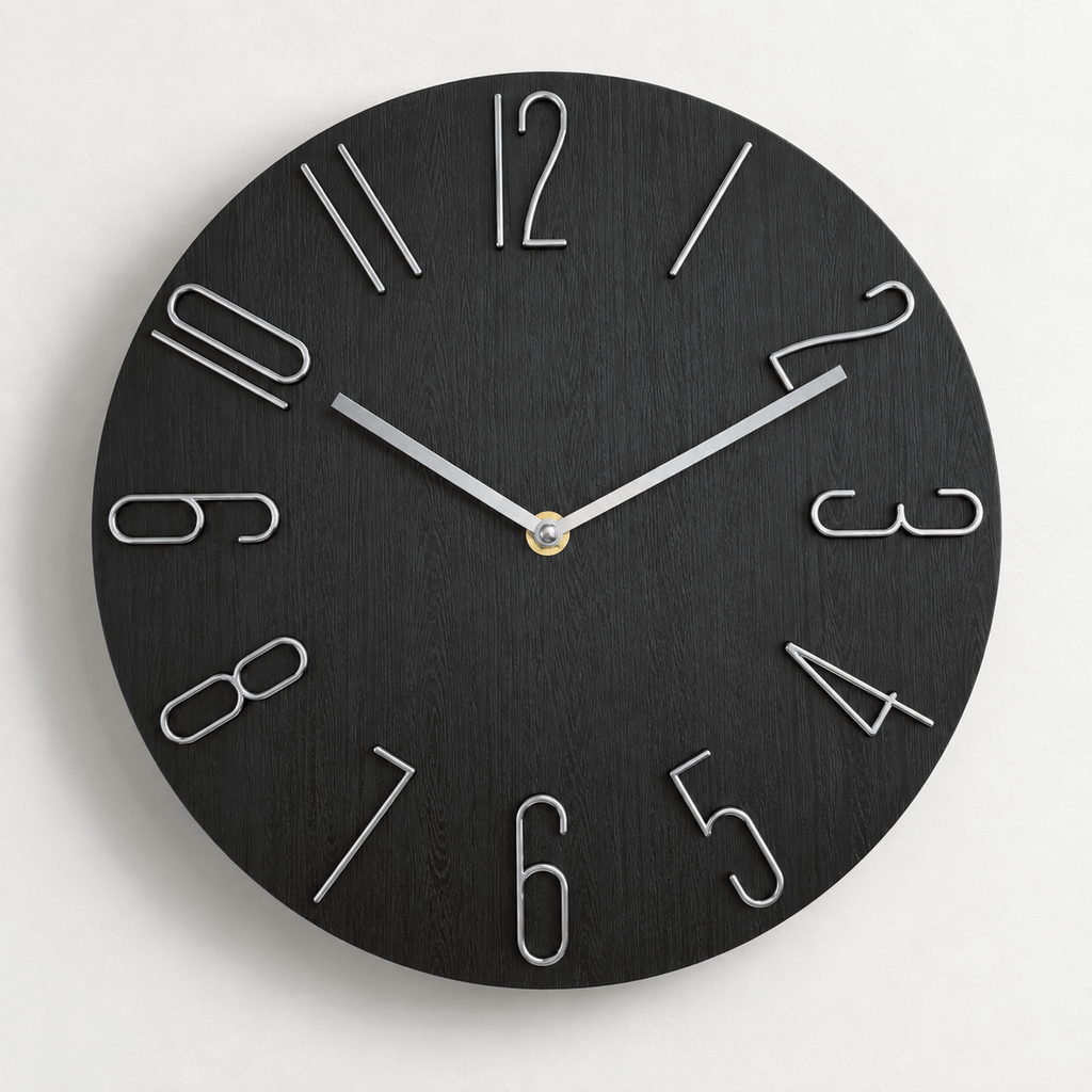 FinestClock Wall Clock Modern Black Grey