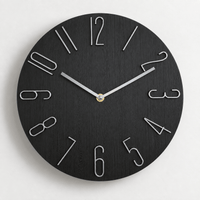 FinestClock Wall Clock Modern Black Grey
