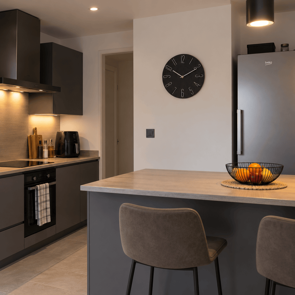 FinestClock Wall Clock Modern Black Grey