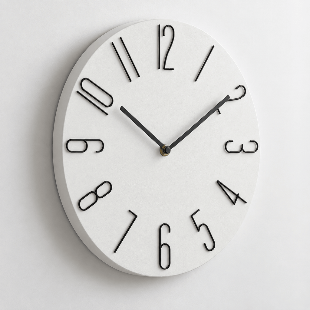 FinestClock Wall Clock Modern White Black