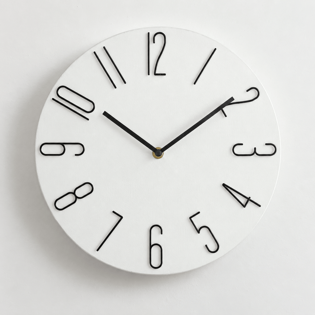 FinestClock Wall Clock Modern White Black