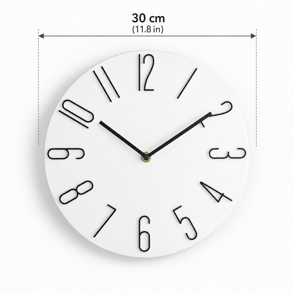 FinestClock Wall Clock Modern White Black