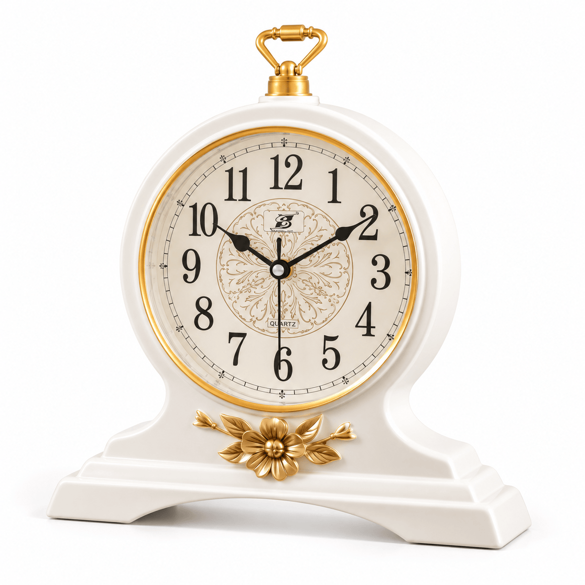 FinestClock White Wooden Mantel Clock