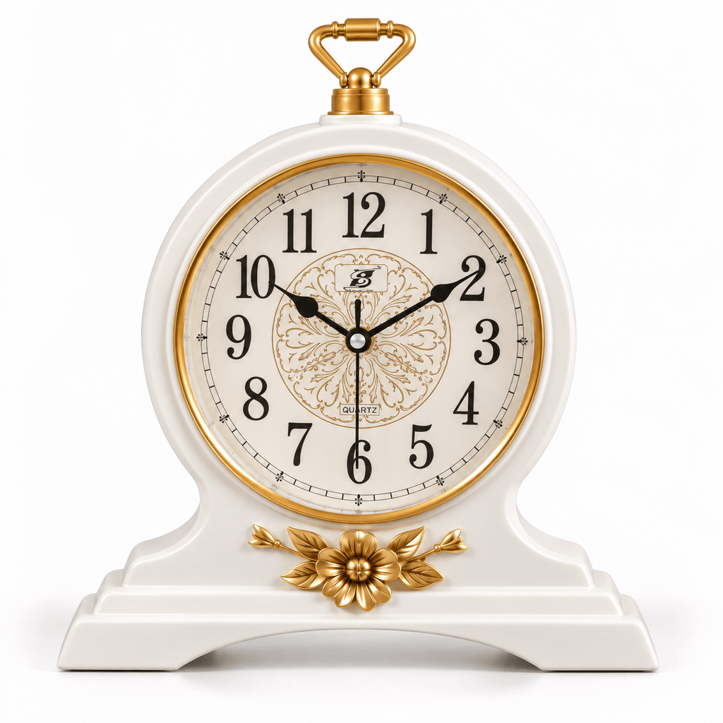 FinestClock White Wooden Mantel Clock
