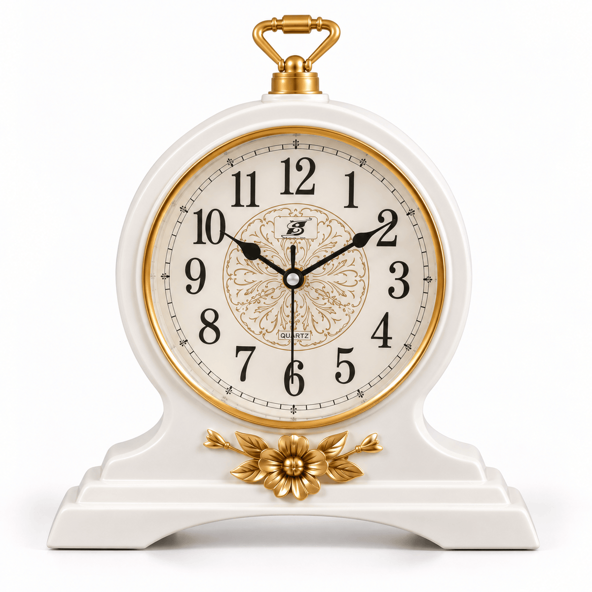 FinestClock White Wooden Mantel Clock