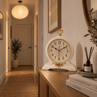 FinestClock White Wooden Mantel Clock