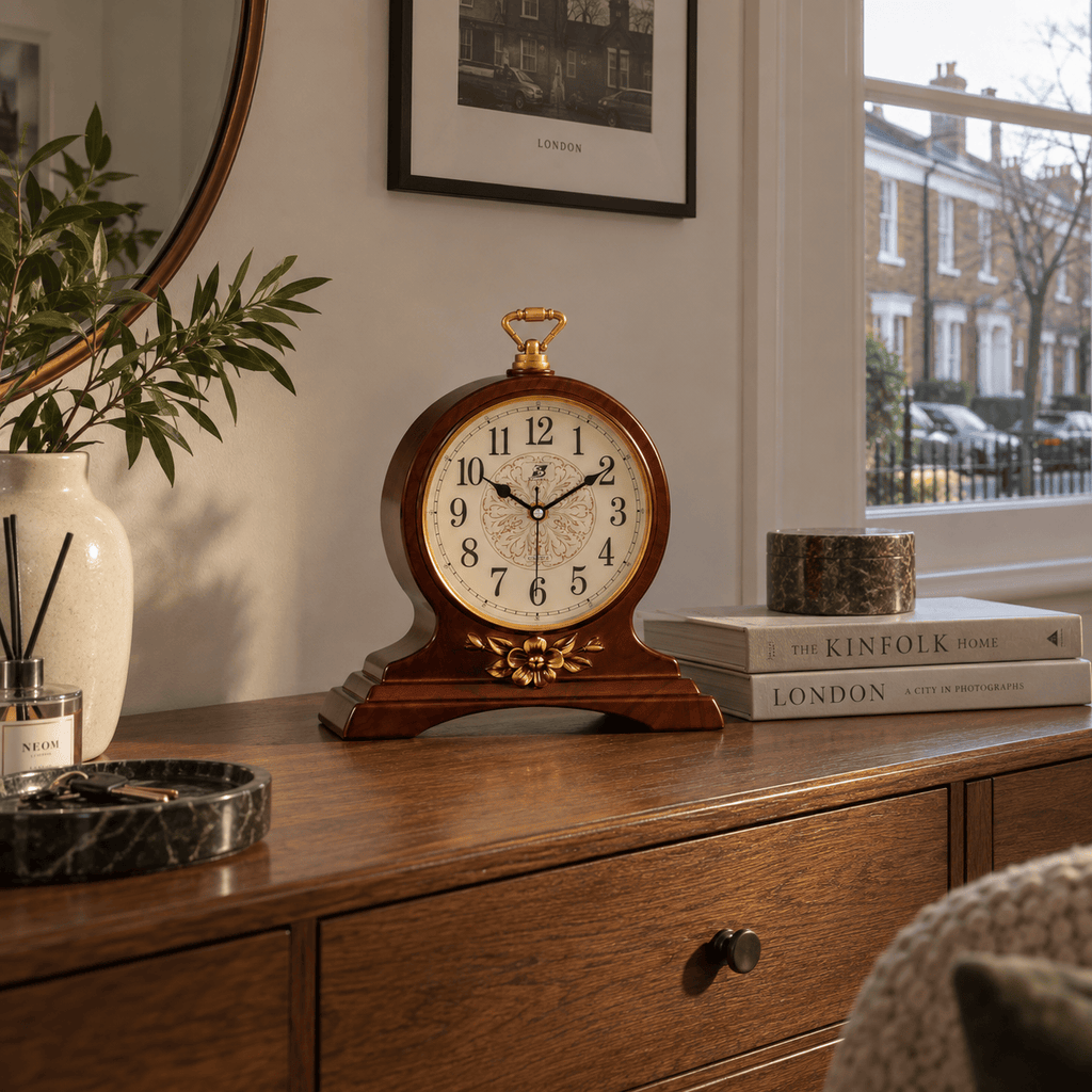 FinestClock Wooden Vintage Mantel Clock