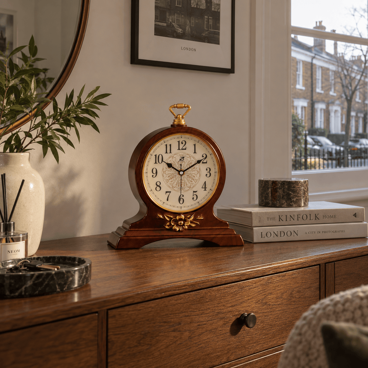 FinestClock Wooden Vintage Mantel Clock Image