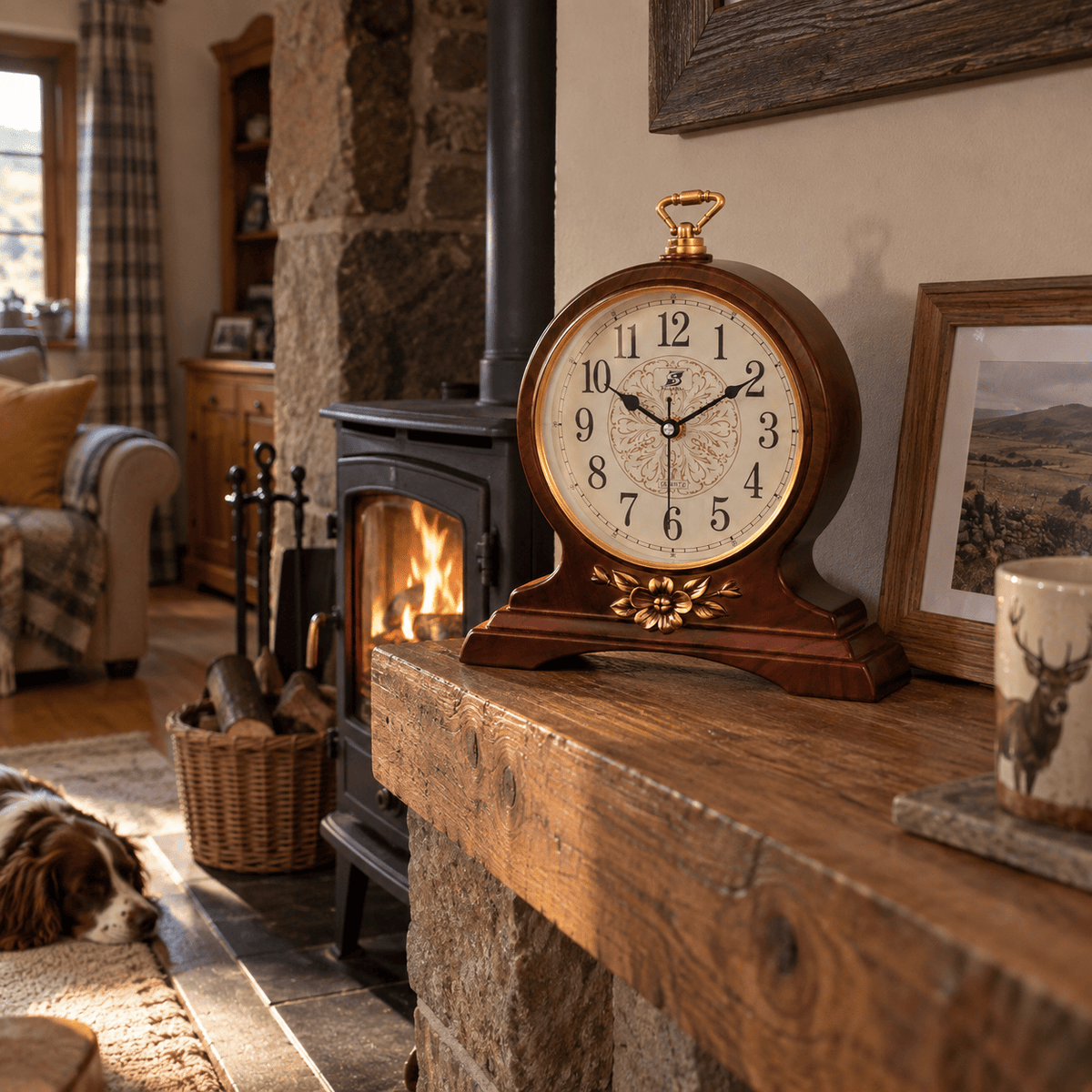 FinestClock Wooden Vintage Mantel Clock