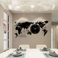 FinestClock World Map Large Wall Clock Modern Design 3D